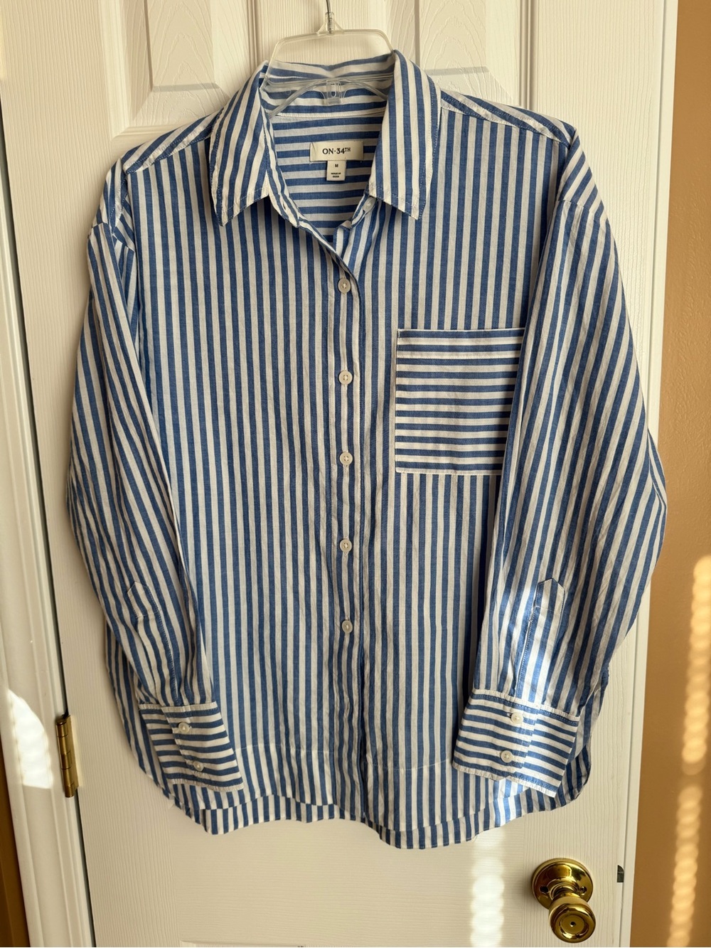 Blue & White Stripe Button-Down Shirt for Women